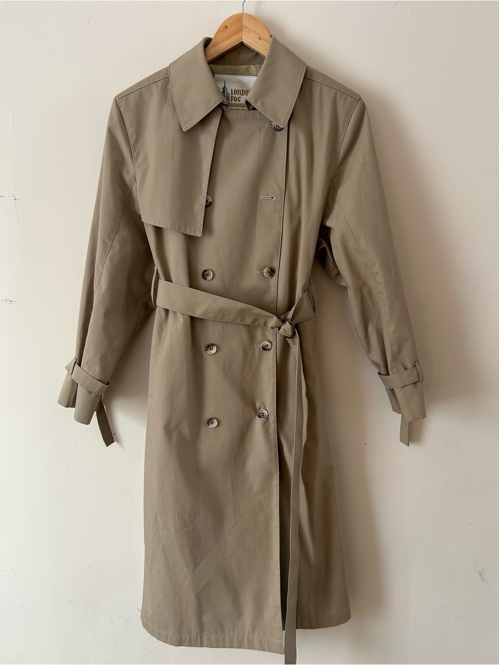 London Fog Tan Double-Breasted Trench Coat with Belt